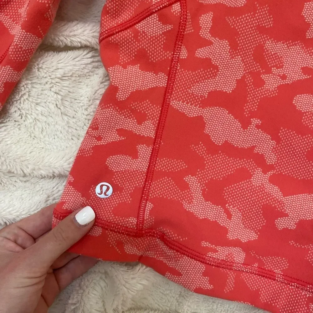 Lululemon Its Rulu Run Half Zip Heritage Camo Jacquard Pale Raspberry Pink Mist
